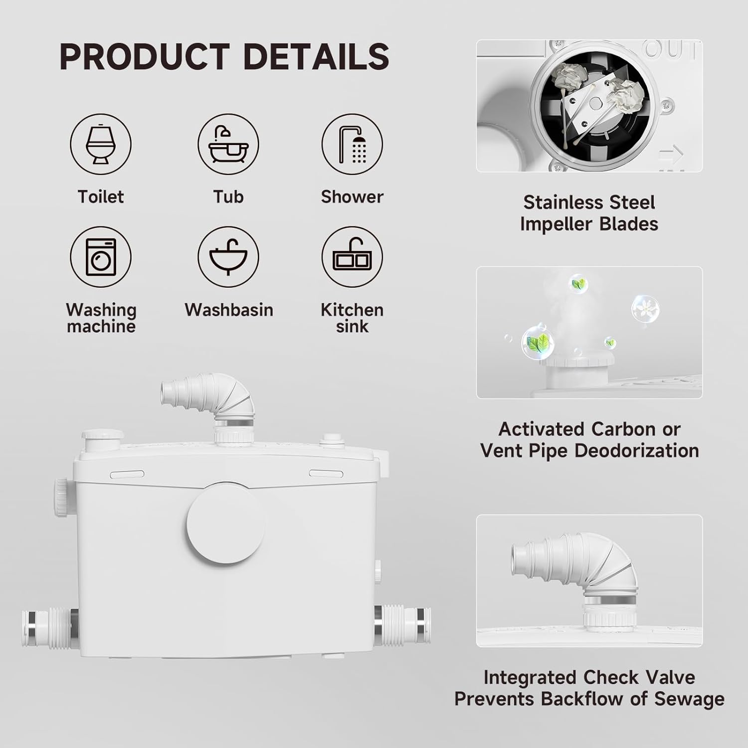 LS-FLO800 PatioZones 800W Macerating Toilet